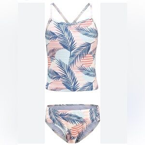 Girls Two Piece Tankini Swimsuit Hawaiian Ruffle Swimwear Bathing Suit Set 15/16